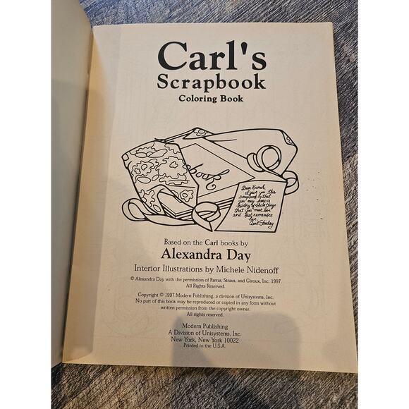 Carl’s Scrapbook Coloring Book By Alexandra Day Good Dog Carl 1997 Unused New - Picture 6 of 7